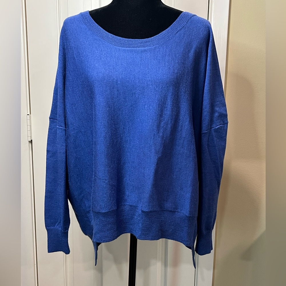 Eileen Fisher Blue Merino Wood Sweater
